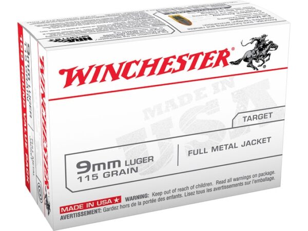 Winchester USA Ammunition 9mm Luger 115 Grain Full Metal Jacket